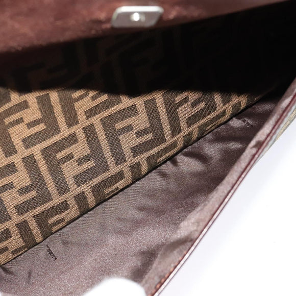 FENDI Zucca Canvas Hand Bag Black Brown Auth ar13658