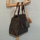FENDI Zucca Canvas Hand Bag Black Brown Auth ar13658-22