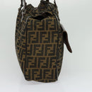 FENDI Zucca Canvas Hand Bag Black Brown Auth ar13658-3