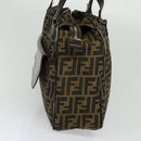 FENDI Zucca Canvas Hand Bag Black Brown Auth ar13658-4