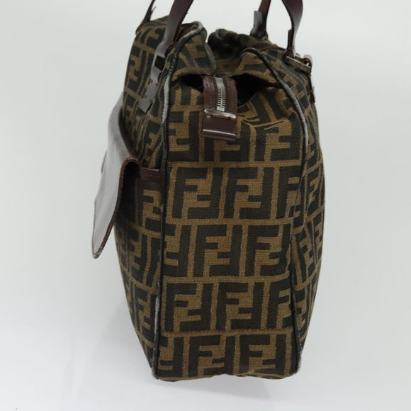 FENDI Zucca Canvas Hand Bag Black Brown Auth ar13658