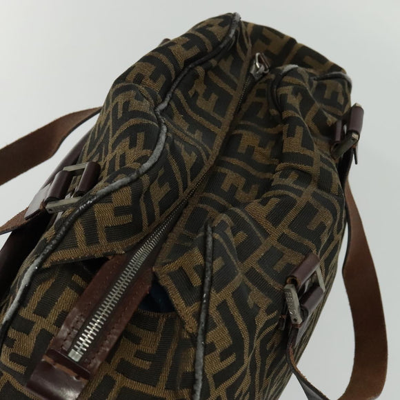 FENDI Zucca Canvas Hand Bag Black Brown Auth ar13658