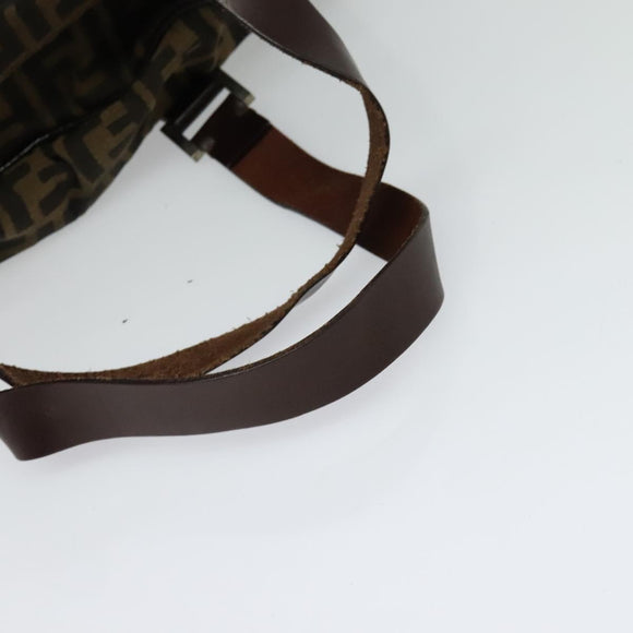 FENDI Zucca Canvas Hand Bag Black Brown Auth ar13658