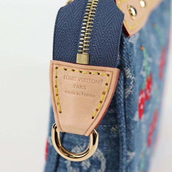 LOUIS VUITTON Monogram Denim Cherry Pochette Brand Blue M13994 LV Auth ar13663SM