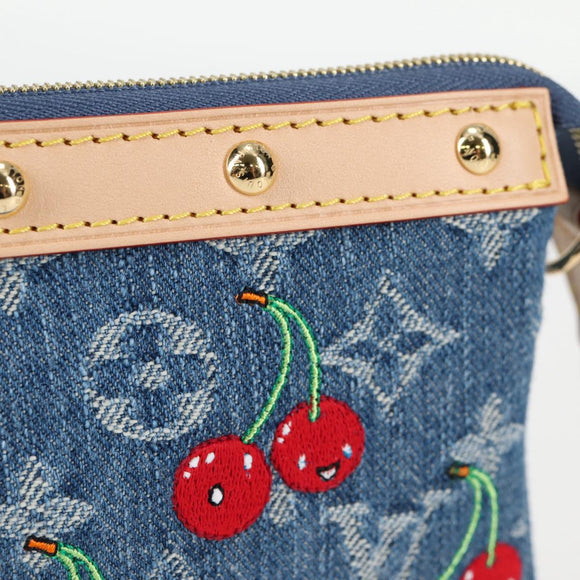 LOUIS VUITTON Monogram Denim Cherry Pochette Brand Blue M13994 LV Auth ar13663SM