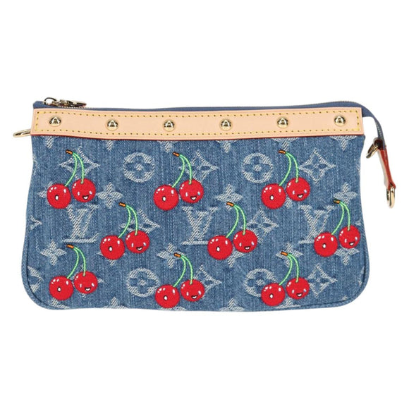 LOUIS VUITTON Monogram Denim Cherry Pochette Brand Blue M13994 LV Auth ar13663SM