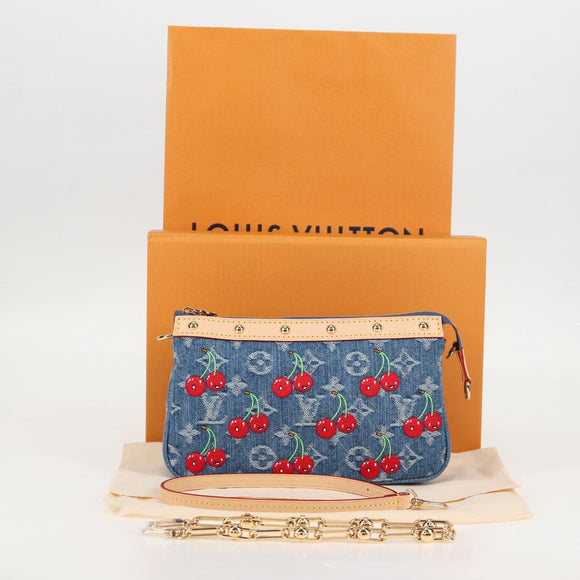 LOUIS VUITTON Monogram Denim Cherry Pochette Brand Blue M13994 LV Auth ar13663SM
