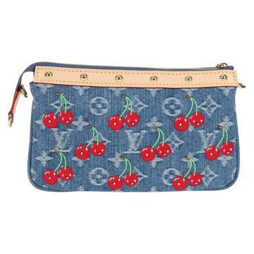 LOUIS VUITTON Monogram Denim Cherry Pochette Brand Blue M13994 LV Auth ar13663SM - 0