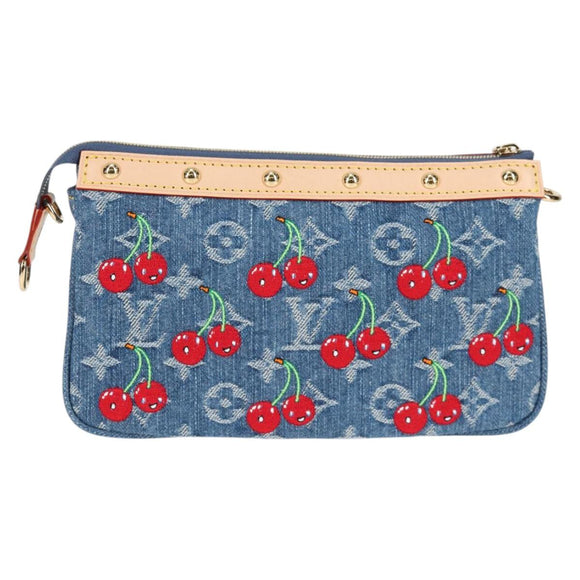 LOUIS VUITTON Monogram Denim Cherry Pochette Brand Blue M13994 LV Auth ar13663SM