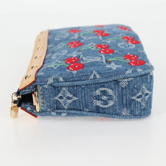 LOUIS VUITTON Monogram Denim Cherry Pochette Brand Blue M13994 LV Auth ar13663SM