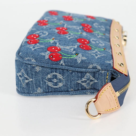LOUIS VUITTON Monogram Denim Cherry Pochette Brand Blue M13994 LV Auth ar13663SM