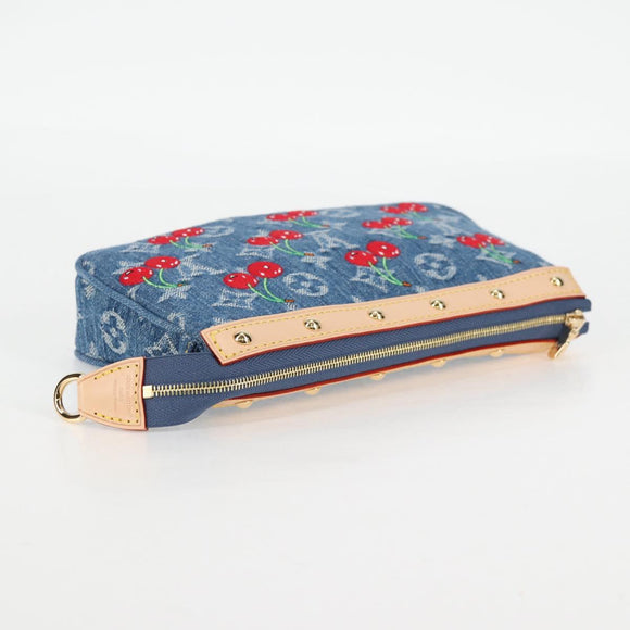 LOUIS VUITTON Monogram Denim Cherry Pochette Brand Blue M13994 LV Auth ar13663SM