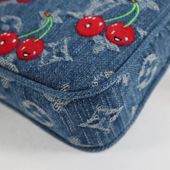 LOUIS VUITTON Monogram Denim Cherry Pochette Brand Blue M13994 LV Auth ar13663SM