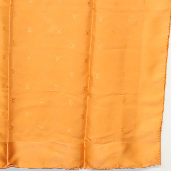 LOUIS VUITTON Scarf Silk Orange LV Auth ar13672