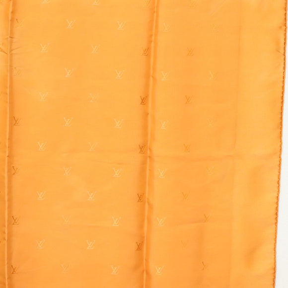 LOUIS VUITTON Scarf Silk Orange LV Auth ar13672