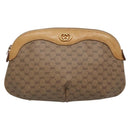 GUCCI Micro GG Supreme Pouch PVC Leather Beige Gold 039 119 0818 Auth ar13674-2
