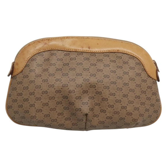 GUCCI Micro GG Supreme Pouch PVC Leather Beige Gold 039 119 0818 Auth ar13674