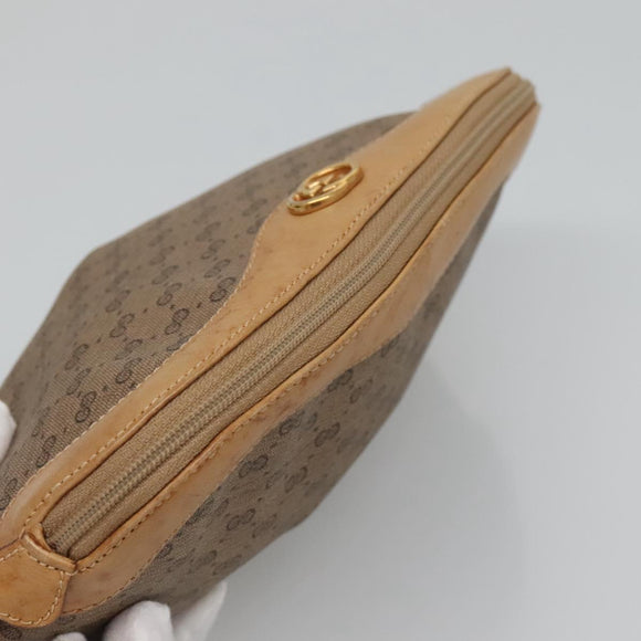 GUCCI Micro GG Supreme Pouch PVC Leather Beige Gold 039 119 0818 Auth ar13674