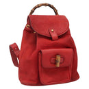 GUCCI Bamboo Backpack Suede Leather Red Gold 003 58 0030 Auth ar13675-1