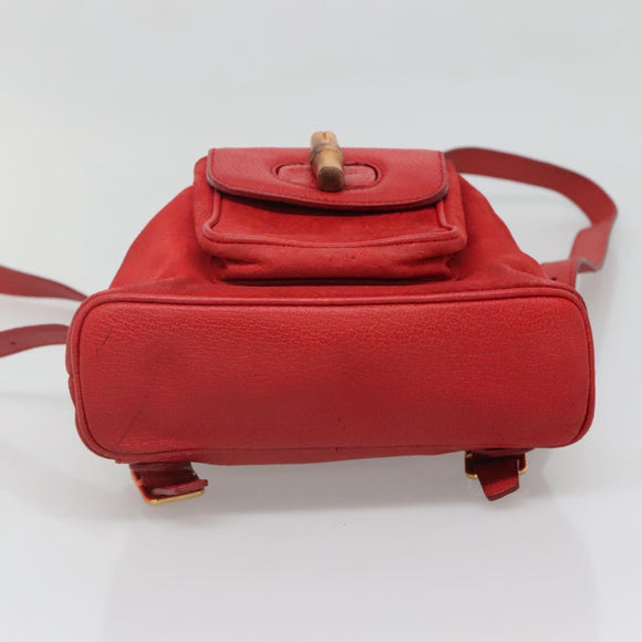 GUCCI Bamboo Backpack Suede Leather Red Gold 003 58 0030 Auth ar13675