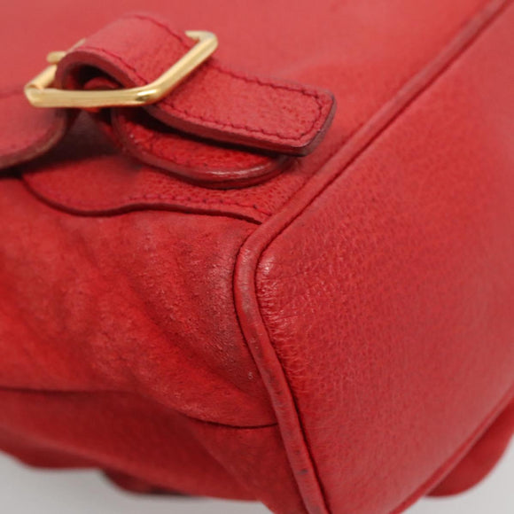 GUCCI Bamboo Backpack Suede Leather Red Gold 003 58 0030 Auth ar13675