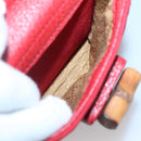 GUCCI Bamboo Backpack Suede Leather Red Gold 003 58 0030 Auth ar13675-21