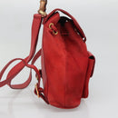 GUCCI Bamboo Backpack Suede Leather Red Gold 003 58 0030 Auth ar13675-4