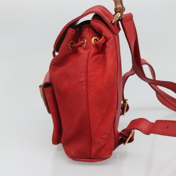 GUCCI Bamboo Backpack Suede Leather Red Gold 003 58 0030 Auth ar13675