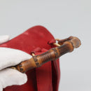 GUCCI Bamboo Backpack Suede Leather Red Gold 003 58 0030 Auth ar13675-7