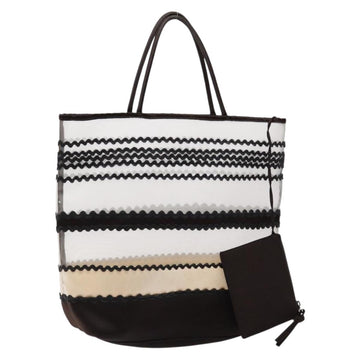 Miu Miu Tote Bag Mesh White Brown Auth ar13678