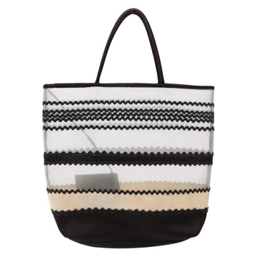 Miu Miu Tote Bag Mesh White Brown Auth ar13678 - 0