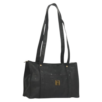 MCM Logogram Vicetos Tote Bag PVC Black Gold Auth ar13679