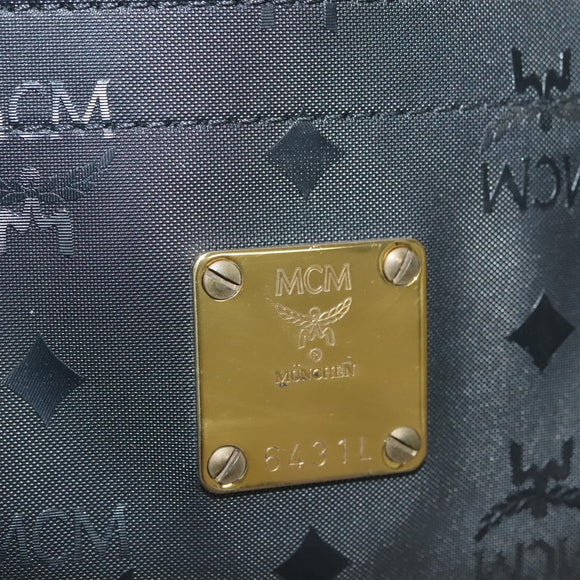 MCM Logogram Vicetos Tote Bag PVC Black Gold Auth ar13679