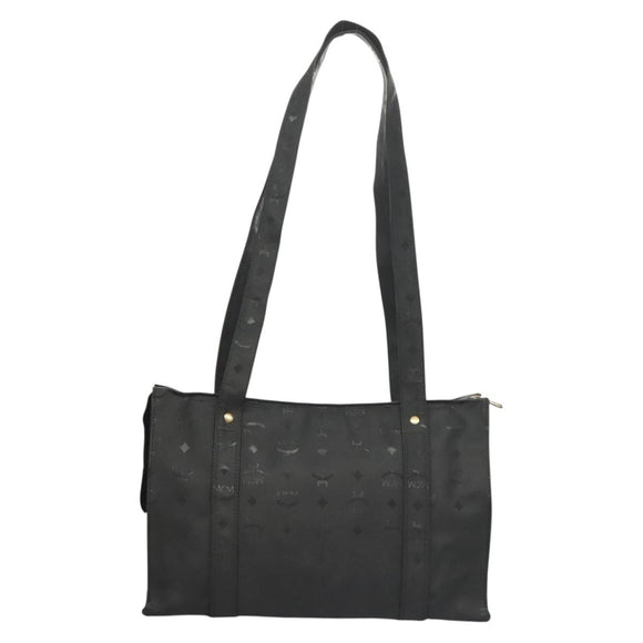 MCM Logogram Vicetos Tote Bag PVC Black Gold Auth ar13679
