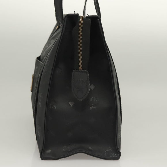 MCM Logogram Vicetos Tote Bag PVC Black Gold Auth ar13679