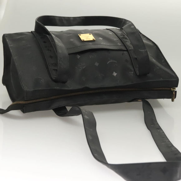 MCM Logogram Vicetos Tote Bag PVC Black Gold Auth ar13679