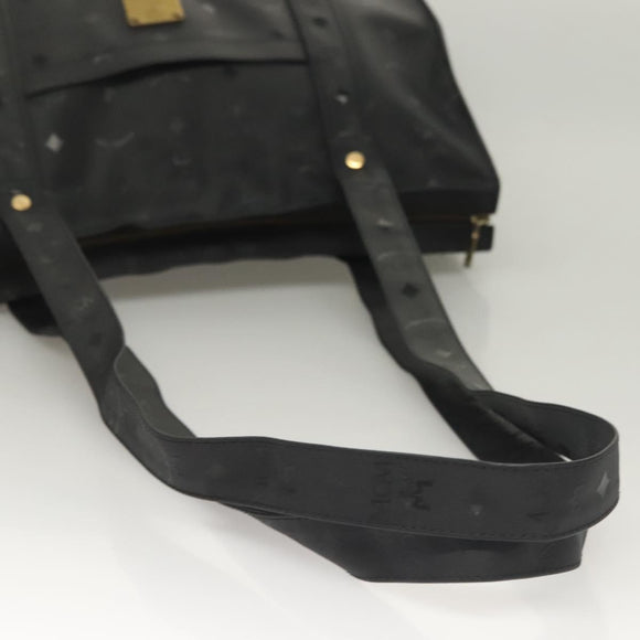 MCM Logogram Vicetos Tote Bag PVC Black Gold Auth ar13679