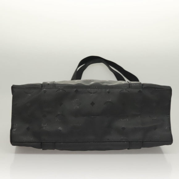 MCM Logogram Vicetos Tote Bag PVC Black Gold Auth ar13679