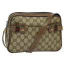 GUCCI GG Supreme Web Sherry Line Bag PVC Beige Gold 904 02 049 Auth ar13697-1