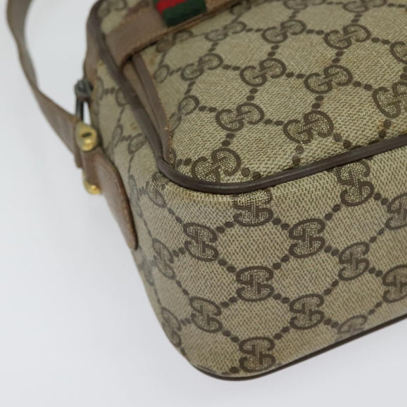 GUCCI GG Supreme Web Sherry Line Bag PVC Beige Gold 904 02 049 Auth ar13697
