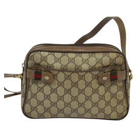 GUCCI GG Supreme Web Sherry Line Bag PVC Beige Gold 904 02 049 Auth ar13697 - 0