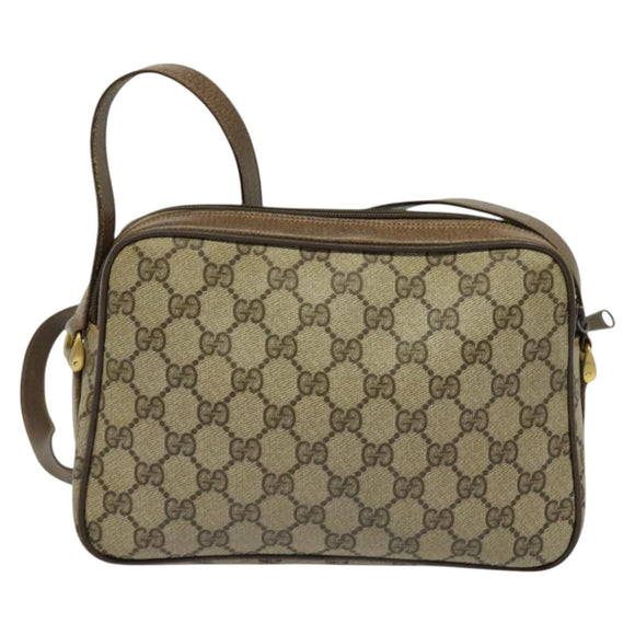 GUCCI GG Supreme Web Sherry Line Bag PVC Beige Gold 904 02 049 Auth ar13697