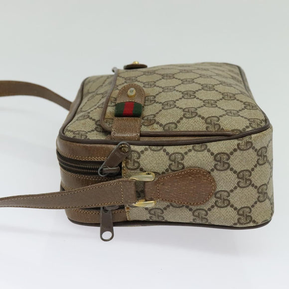 GUCCI GG Supreme Web Sherry Line Bag PVC Beige Gold 904 02 049 Auth ar13697