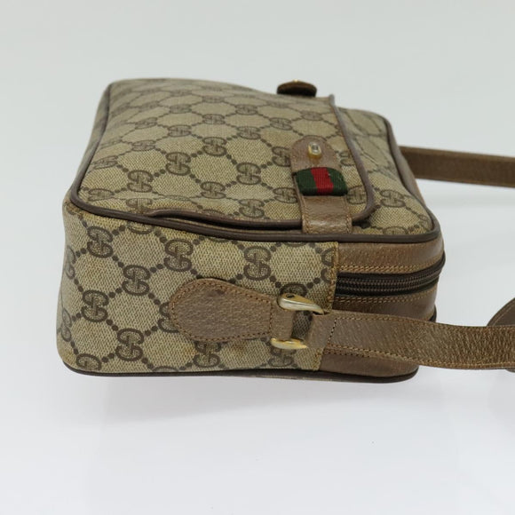 GUCCI GG Supreme Web Sherry Line Bag PVC Beige Gold 904 02 049 Auth ar13697