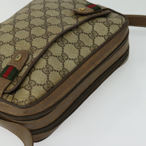 GUCCI GG Supreme Web Sherry Line Bag PVC Beige Gold 904 02 049 Auth ar13697