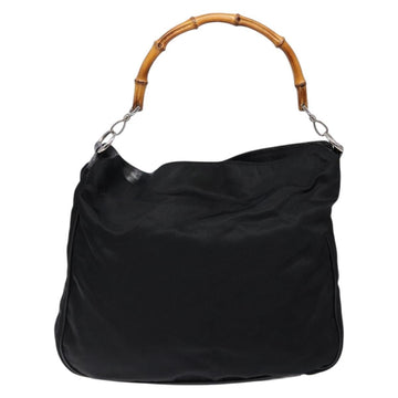 GUCCI Bamboo Shoulder Bag Nylon Black Silver 001 1577 Auth ar13698 - 0