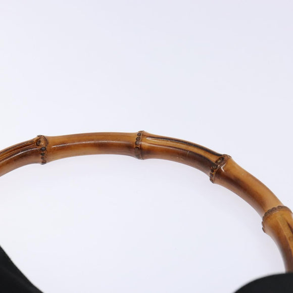 GUCCI Bamboo Shoulder Bag Nylon Black Silver 001 1577 Auth ar13698