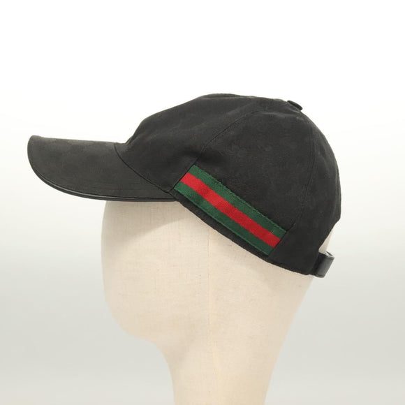 GUCCI GG Canvas Web Sherry Line Cap L Black Red Green 200035 Auth ar13699
