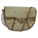 Christian Dior Honeycomb Canvas Shoulder Bag PVC Beige Gold Auth ar13702-1