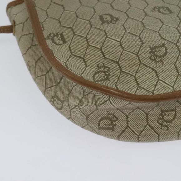 Christian Dior Honeycomb Canvas Shoulder Bag PVC Beige Gold Auth ar13702